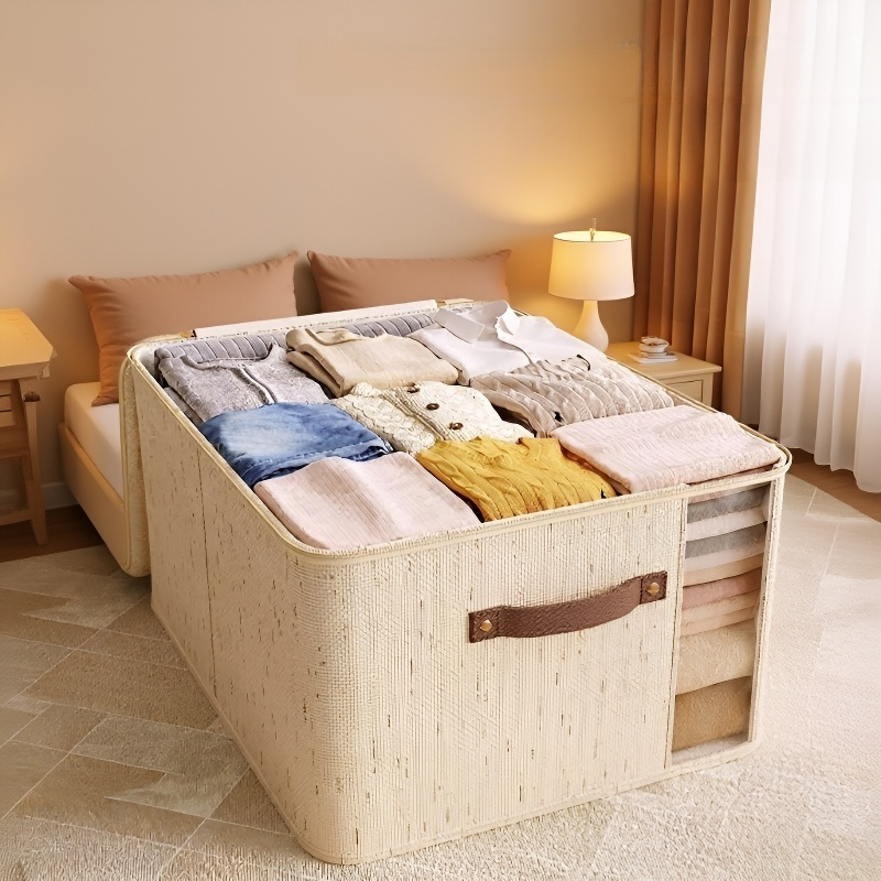 깔끔하게 정리된 이불 보관함 인테리어