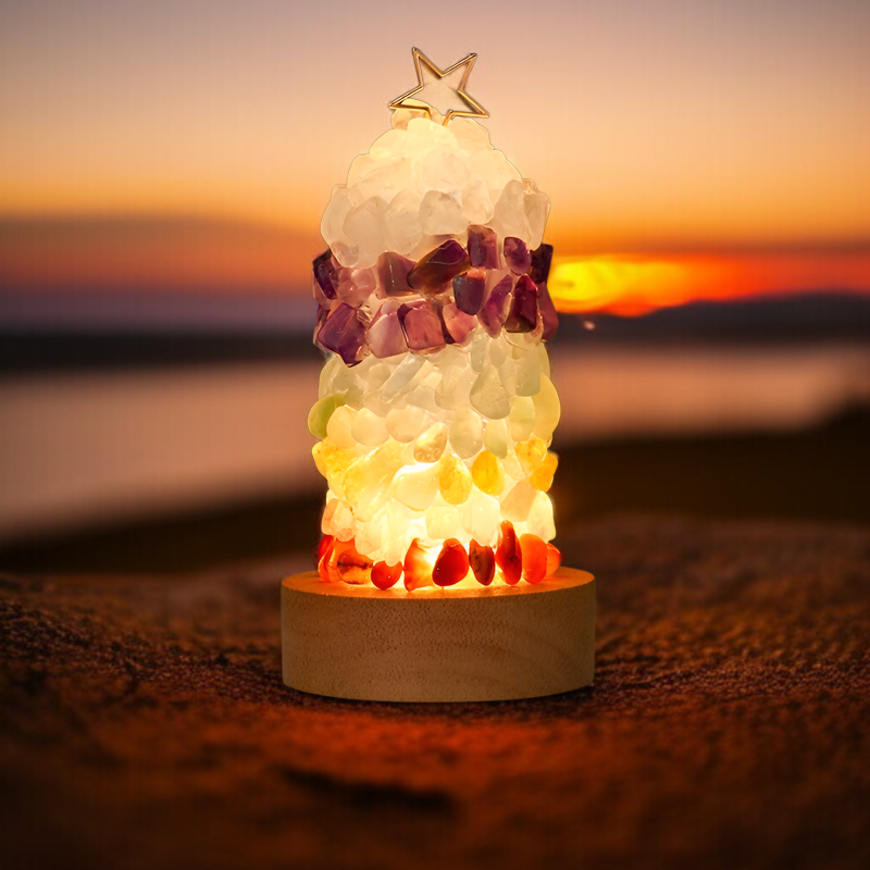 天然7色クリスタル砂利のクリスマスツリーナイトライト