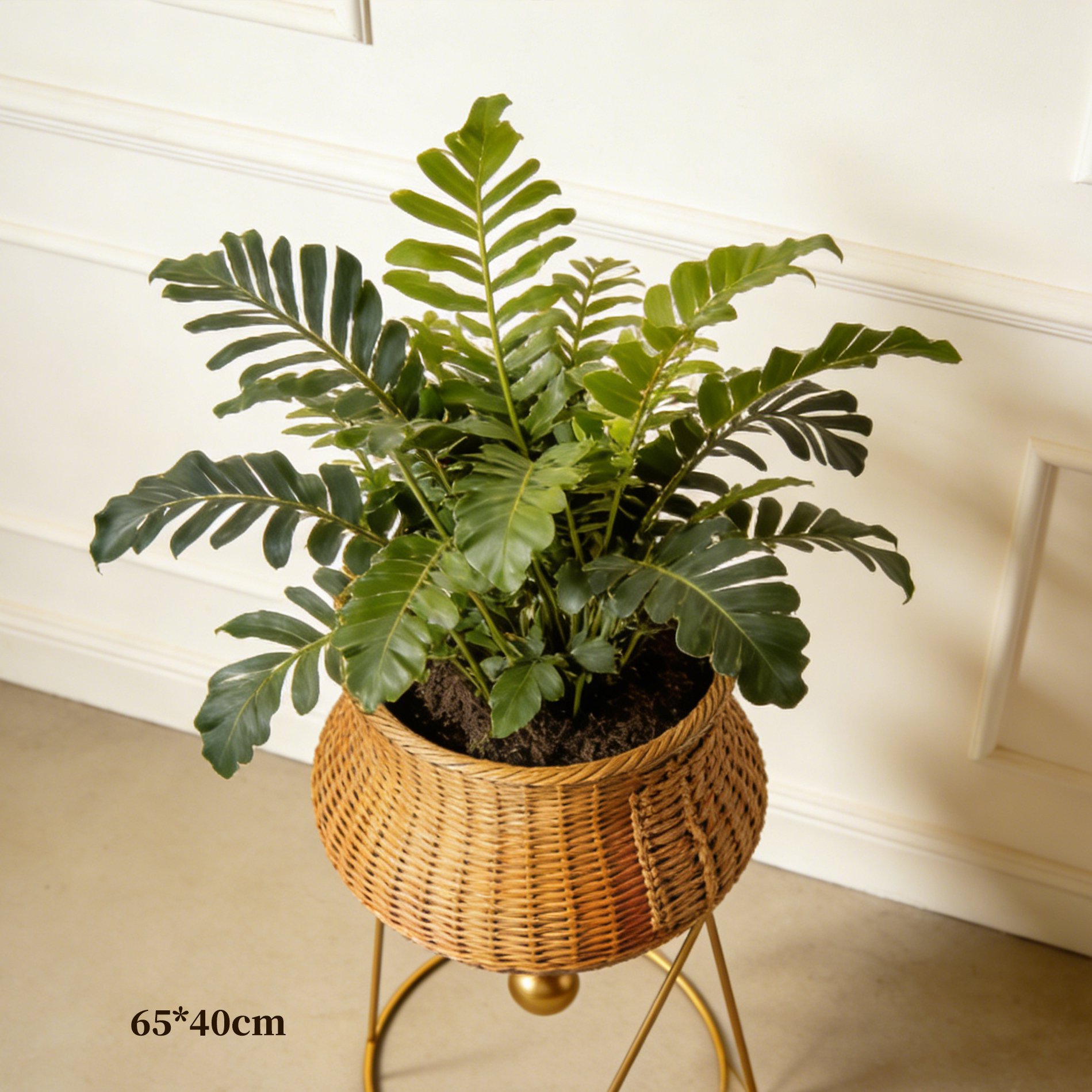 金色金屬支架搭配藤編花器