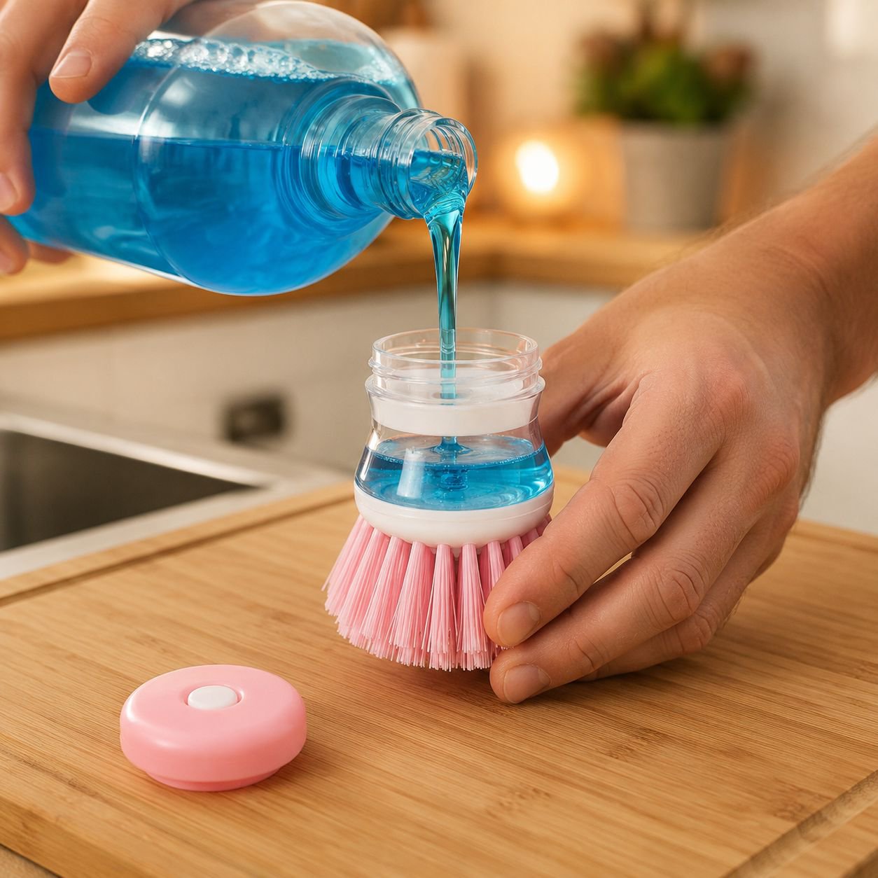 Dishwashing with multi-functional cleaning brush