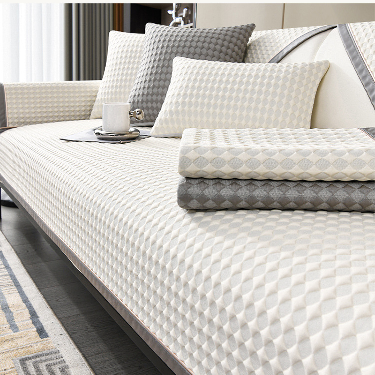 輕奢風冰絲沙發墊，夏季涼感坐墊套裝