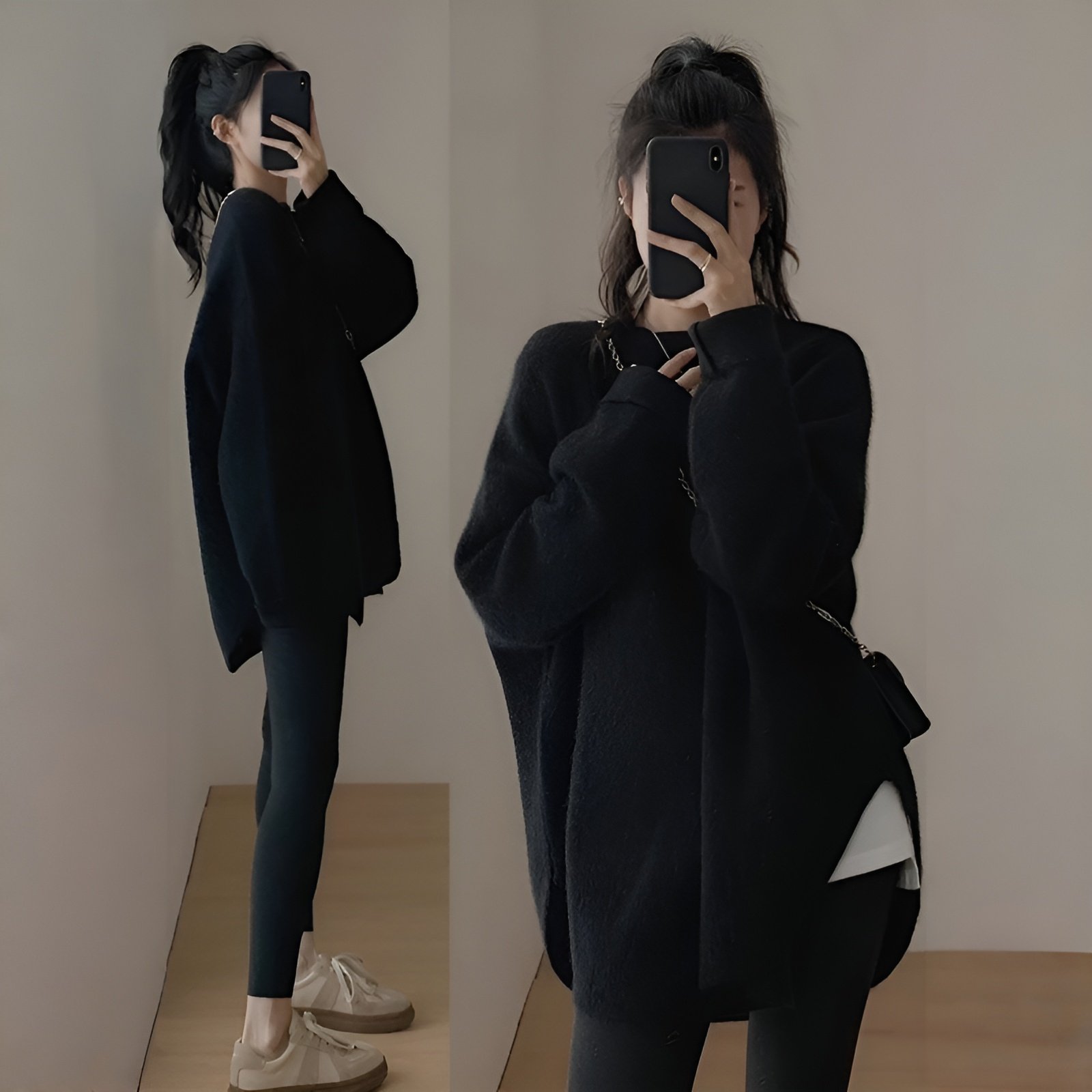 温柔慵懒風レディースセーター着用イメージ