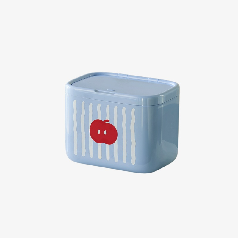 화장대 위에 놓인 실용적인 승강 화장솜 케이스