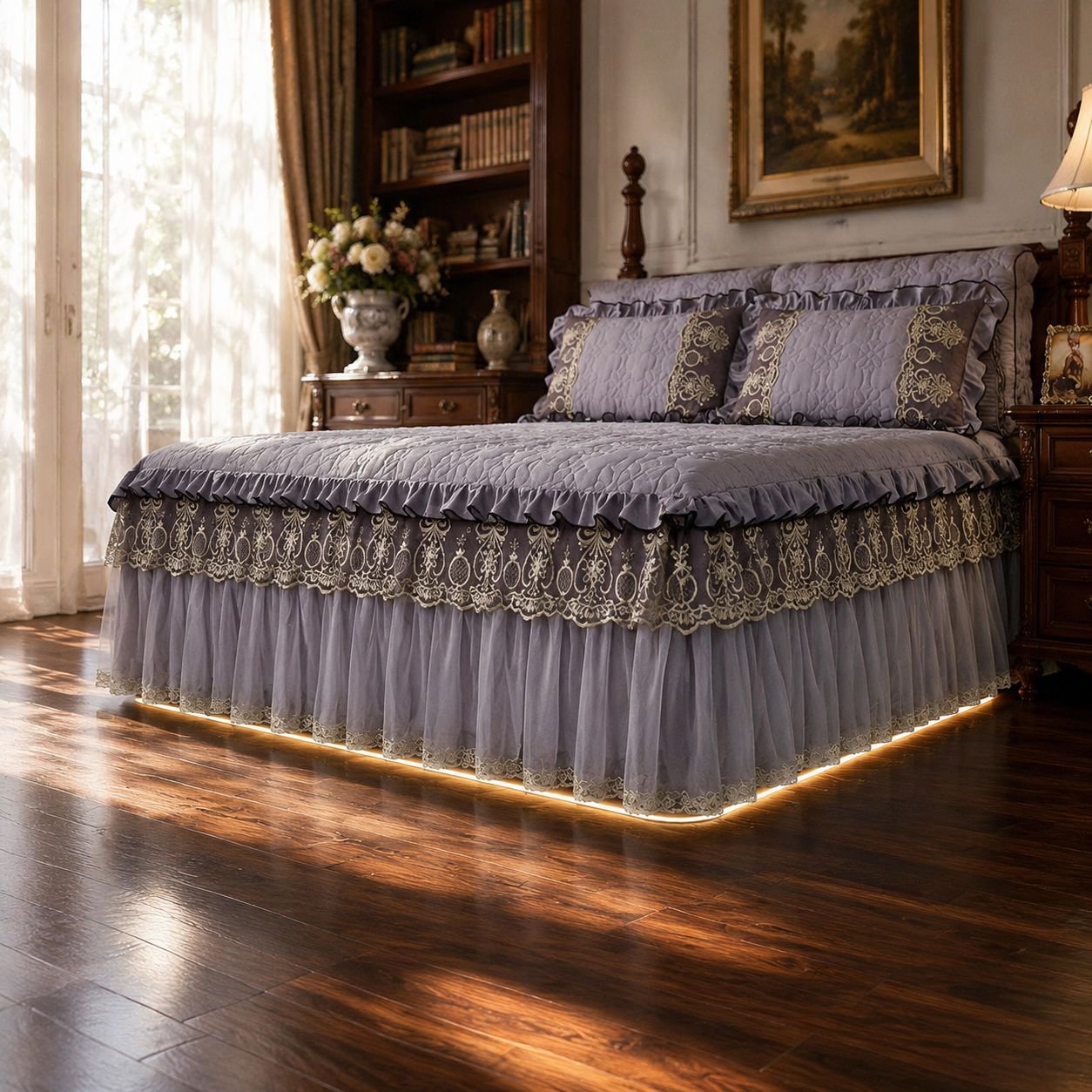 European Style 3-Piece Bed Skirt Set
