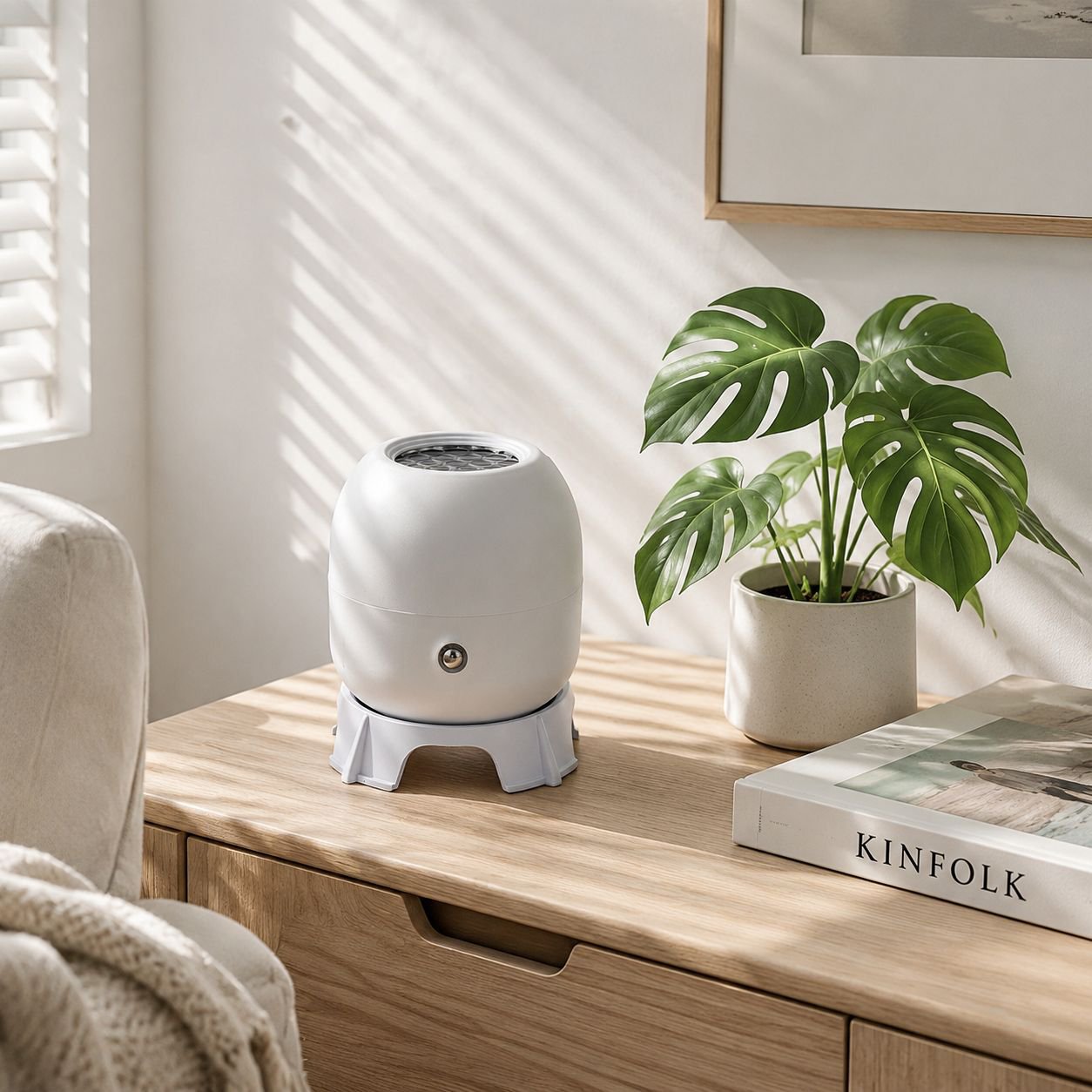 Close-up of the rotating star projector lamp projecting stars