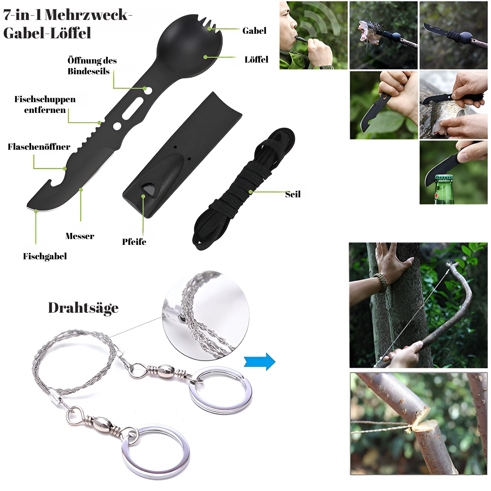 Kompaktes Outdoor-Survival-Werkzeugset