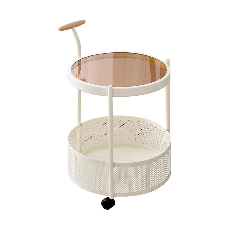 Mesa auxiliar con carrito de cristal móvil