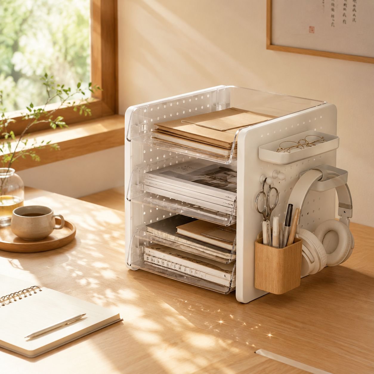多機能卓上ペグボード収納ボックス