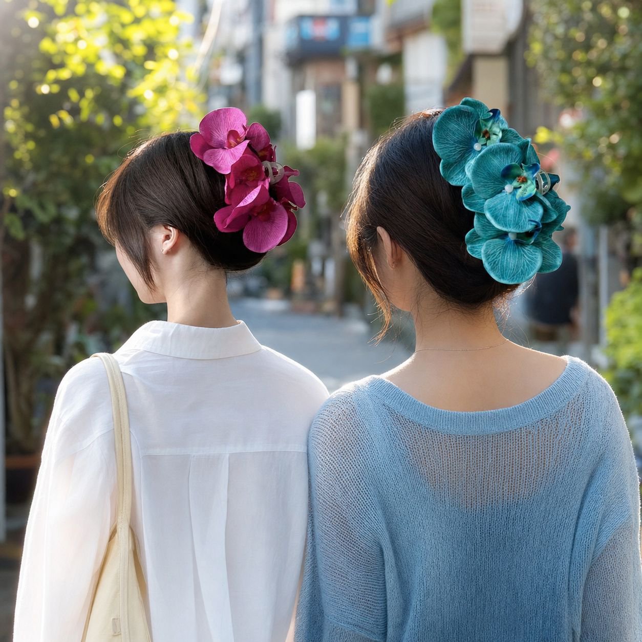 拡散染色された蘭のヘアクリップ、ヘアクリップ、フラワーシャーククリップ、女性向けの多用途で高級感のあるヘアアクセサリー。