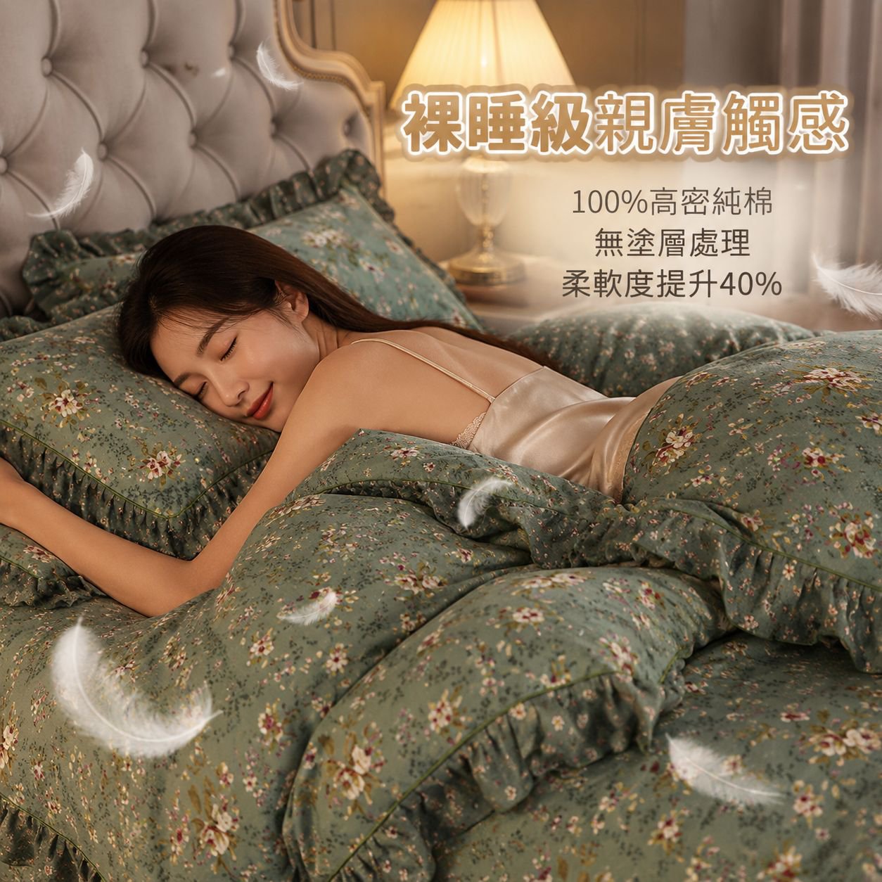 蕾絲花邊印花床上用品四件套