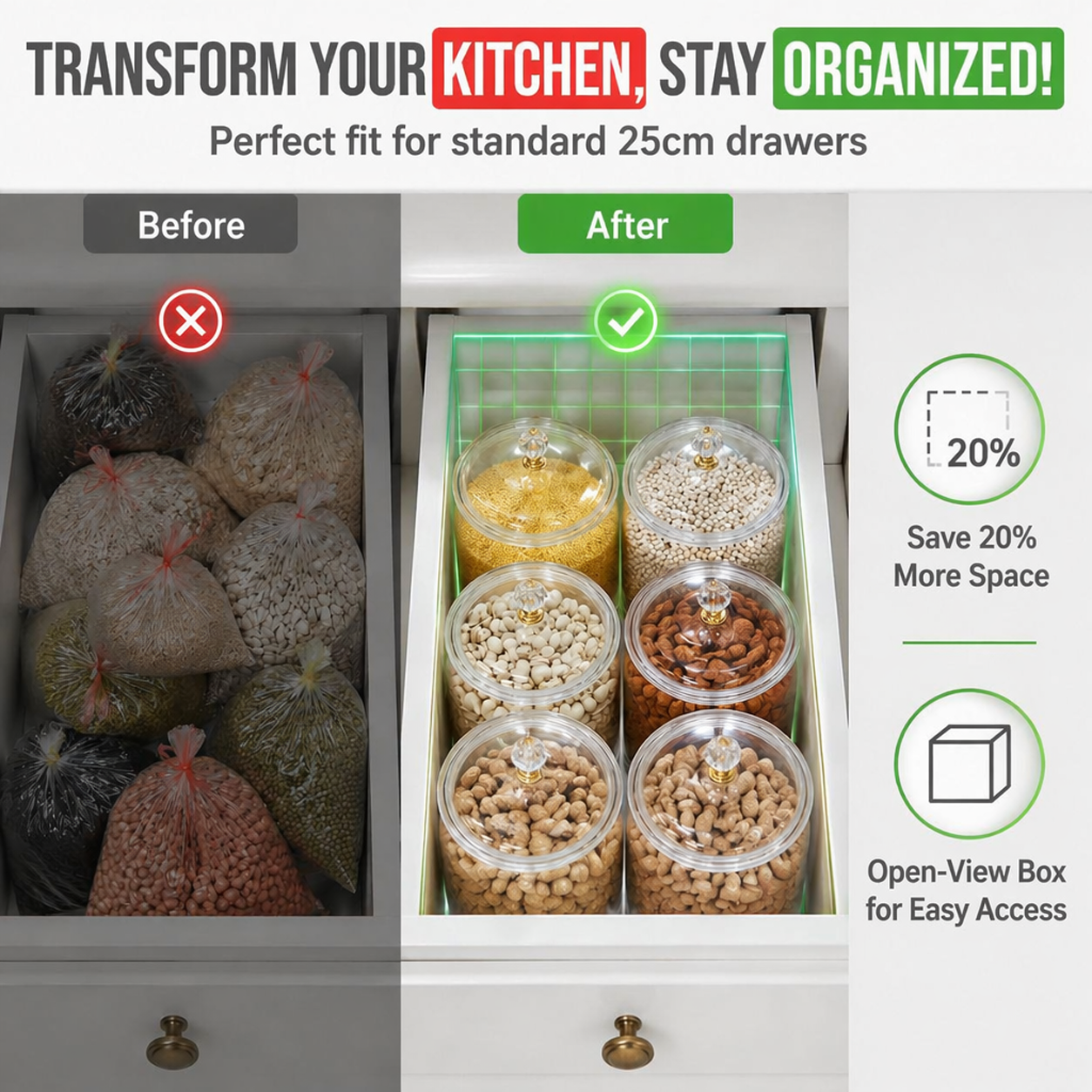 Tarro sellado de PET transparente para almacenamiento de alimentos