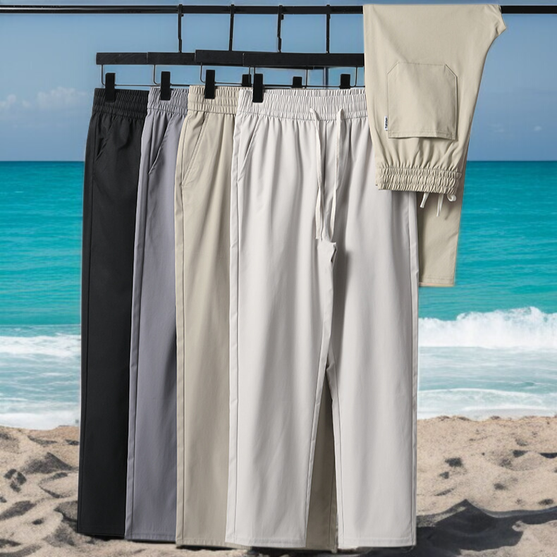 얇고 시원한 소재의 남성 삼방 패션 팬츠