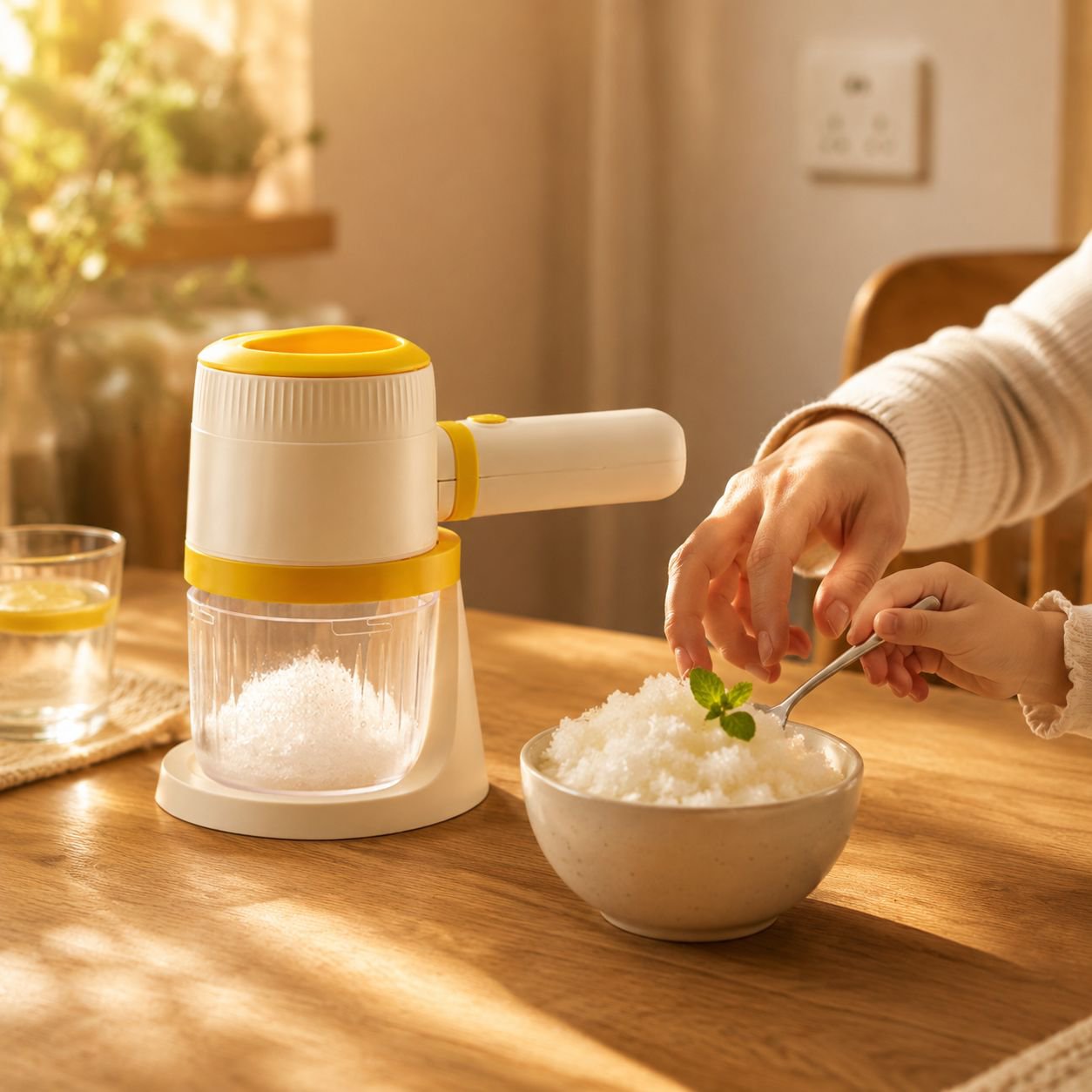 Electric ice shaver, smoothie maker for home use [1-second ice dispensing], suitable for all ice typ