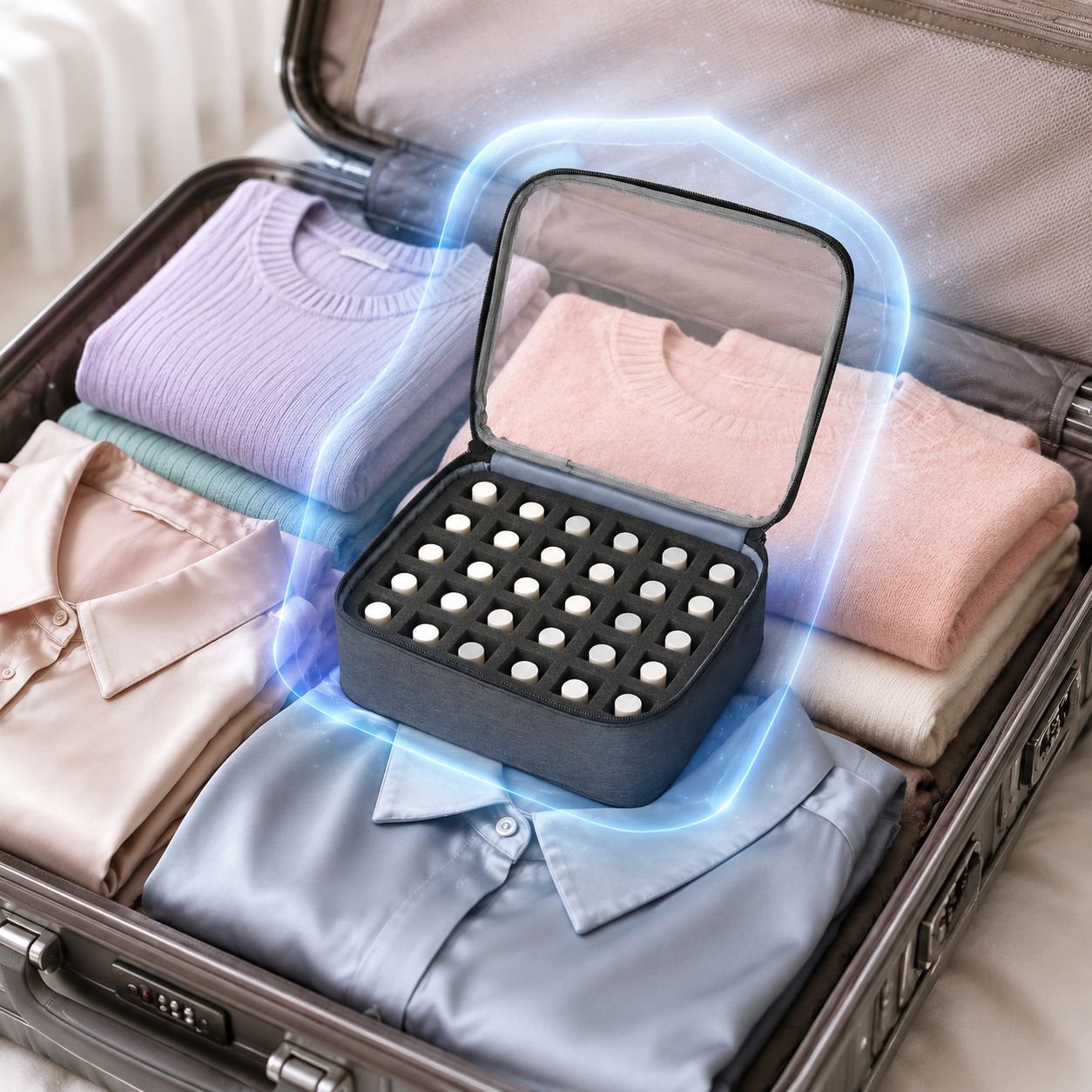 Multiple compartments in travel organizer bag