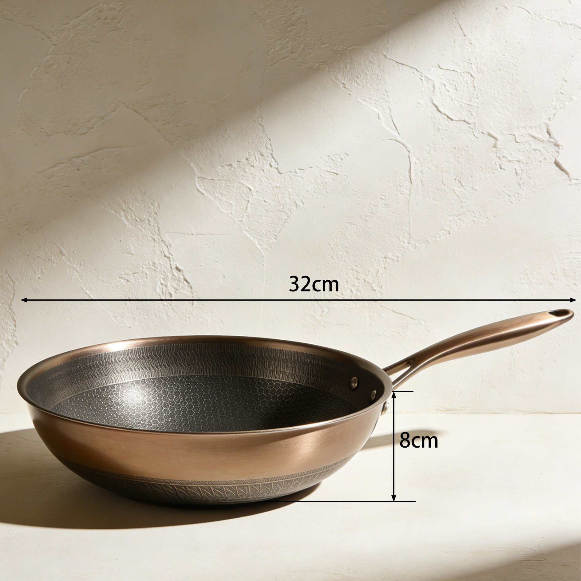 Flat bottom wok suitable for induction and gas stoves