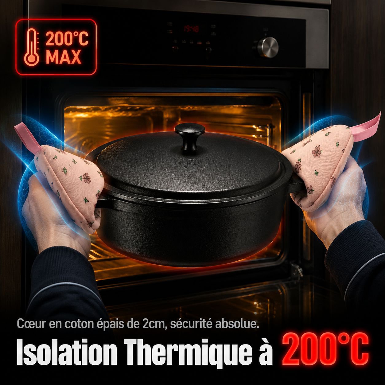 Protège-poignée en fonte émaillée et casserole, manchon isolant anti-chaleur