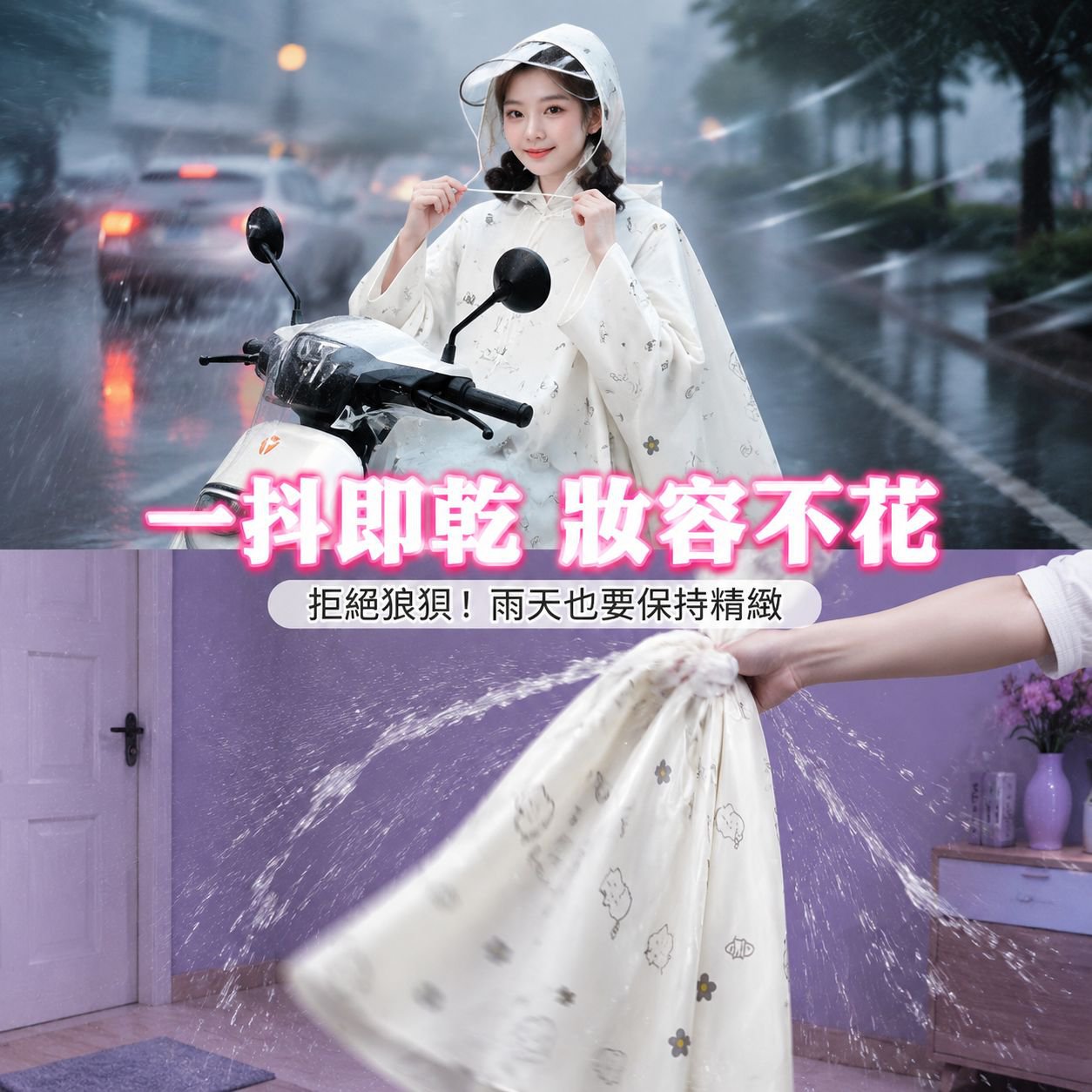 女款長款電動車專用加厚雨衣雨披，暴雨防護全身包裹成人款