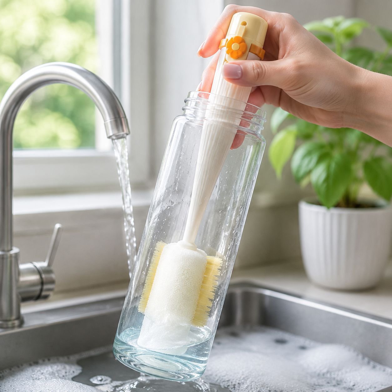 Multifunctional Long Bottle Brush with Sponge for Cleaning Bottles