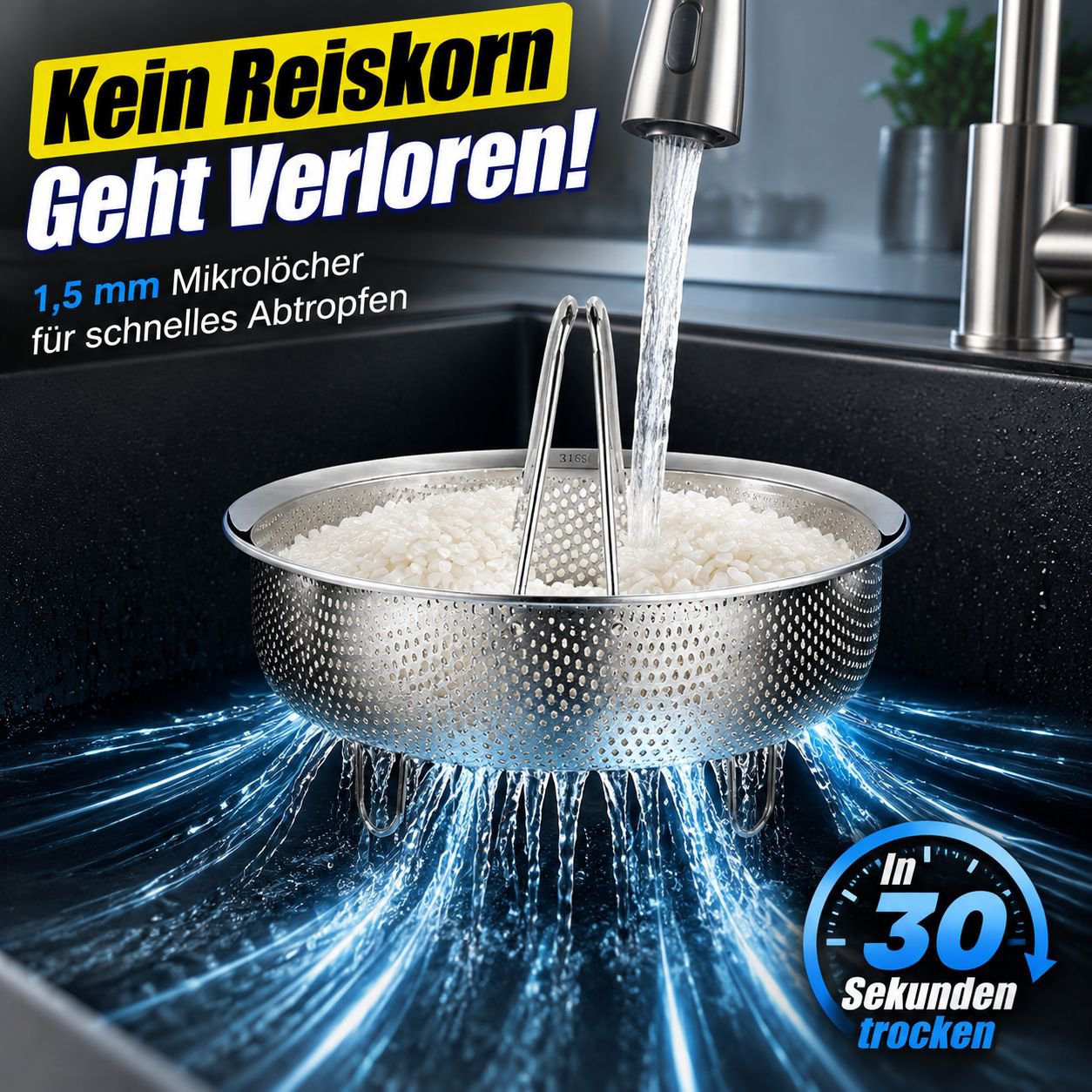 Gemüse- und Obstwaschkorb, Dämpfkorb aus Edelstahl