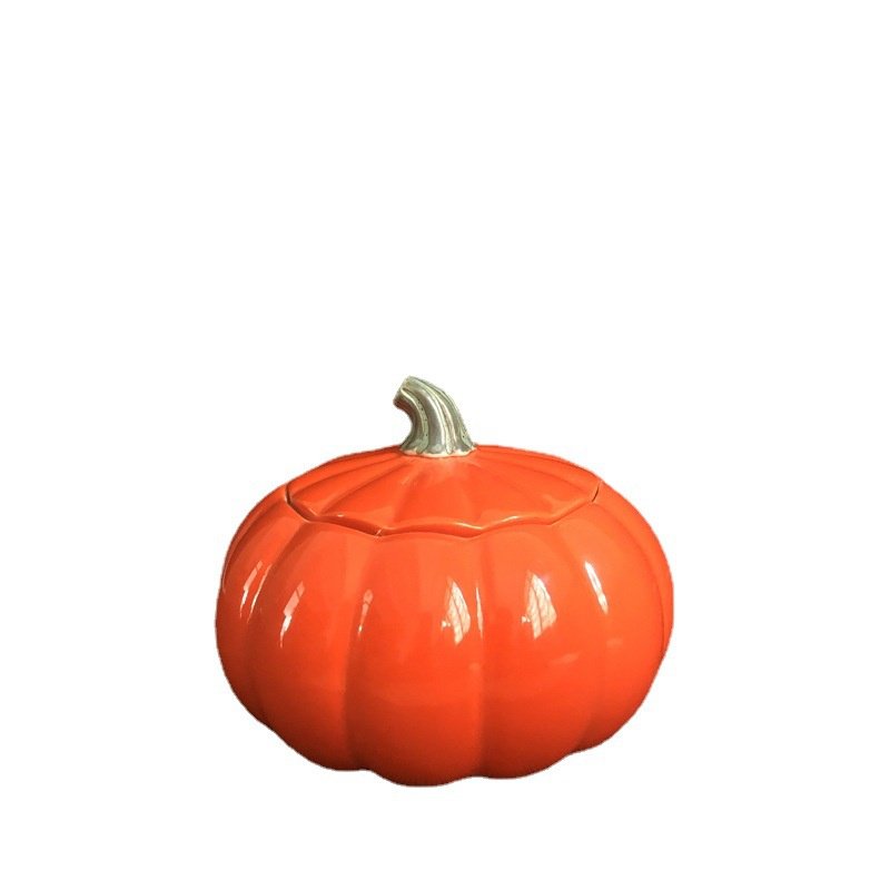 Pumpkin-shaped tea canister, ceramic simulated vegetable airtight jar, snack storage jar, gift jar, 