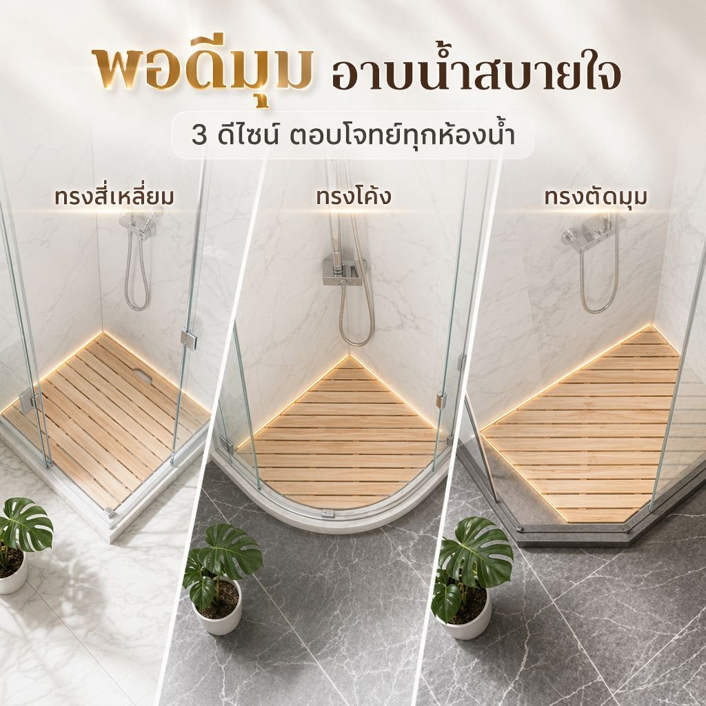 แผ่นไม้กันลื่นสำหรับห้องน้ำ ผลิตจากไม้กันผุ หนาเป็นพิเศษสำหรับห้องอาบน้ำ