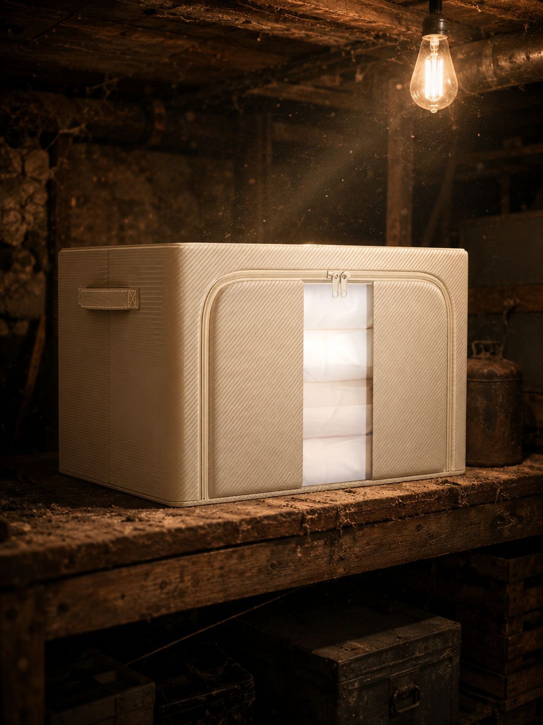 Durable fabric wardrobe storage container
