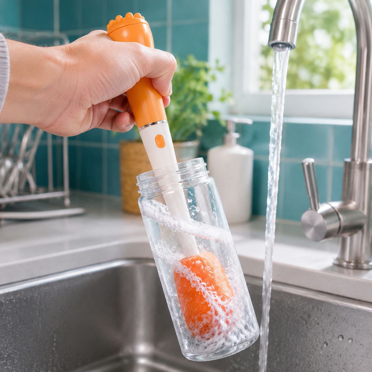 Three-in-One Household Cleaning Brush Long Handle Crevice Cup Brush