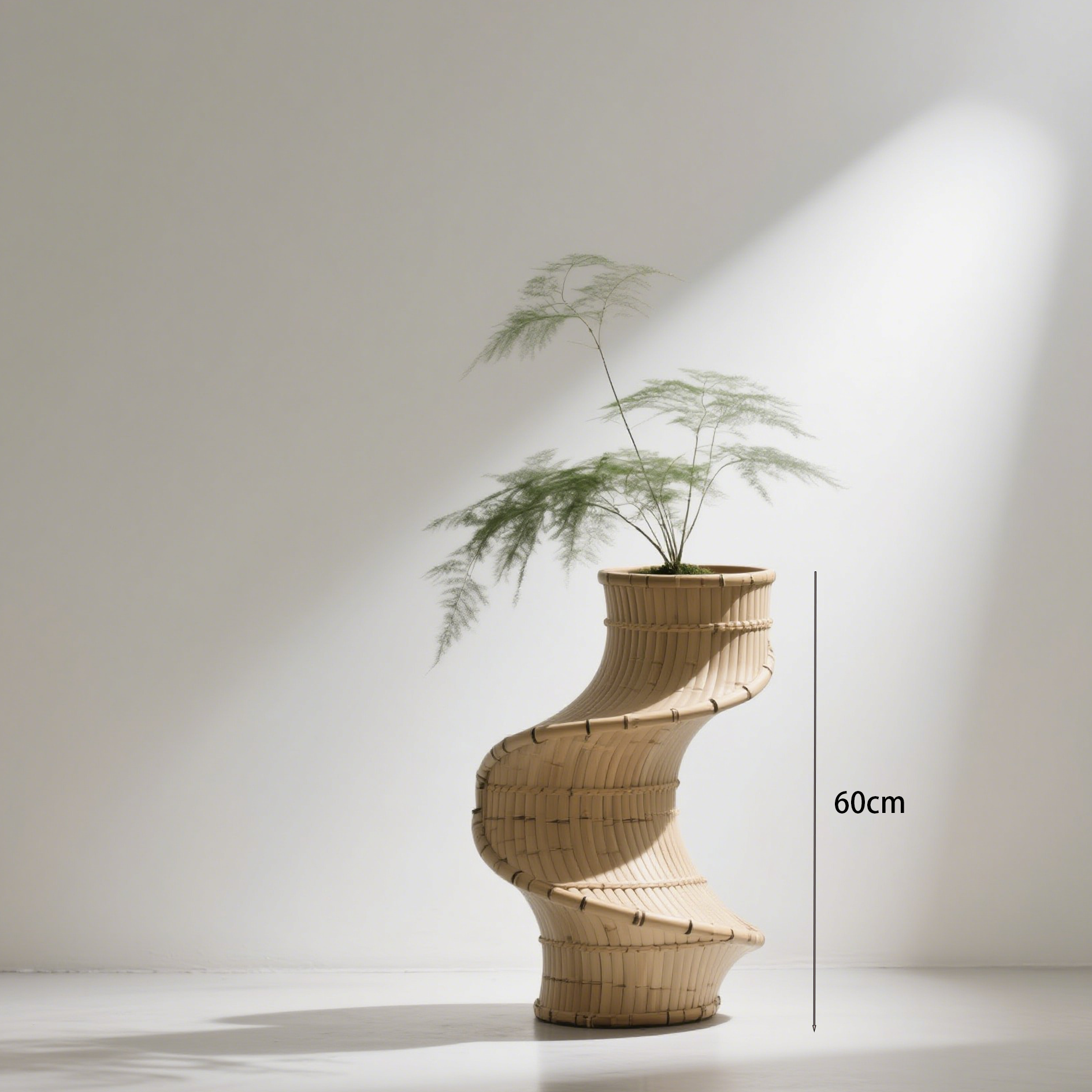 식물과 함께한 대나무 화분 인테리어