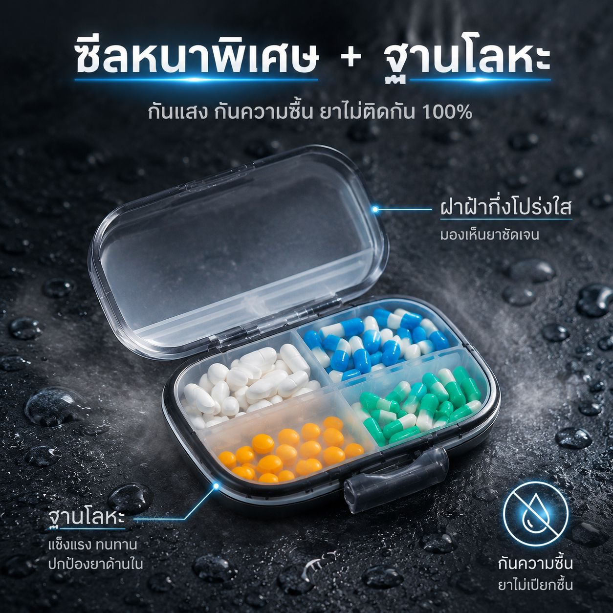 กล่องยาแบบใหม่แบ่งสัปดาห์พกพาง่ายโปร่งใส