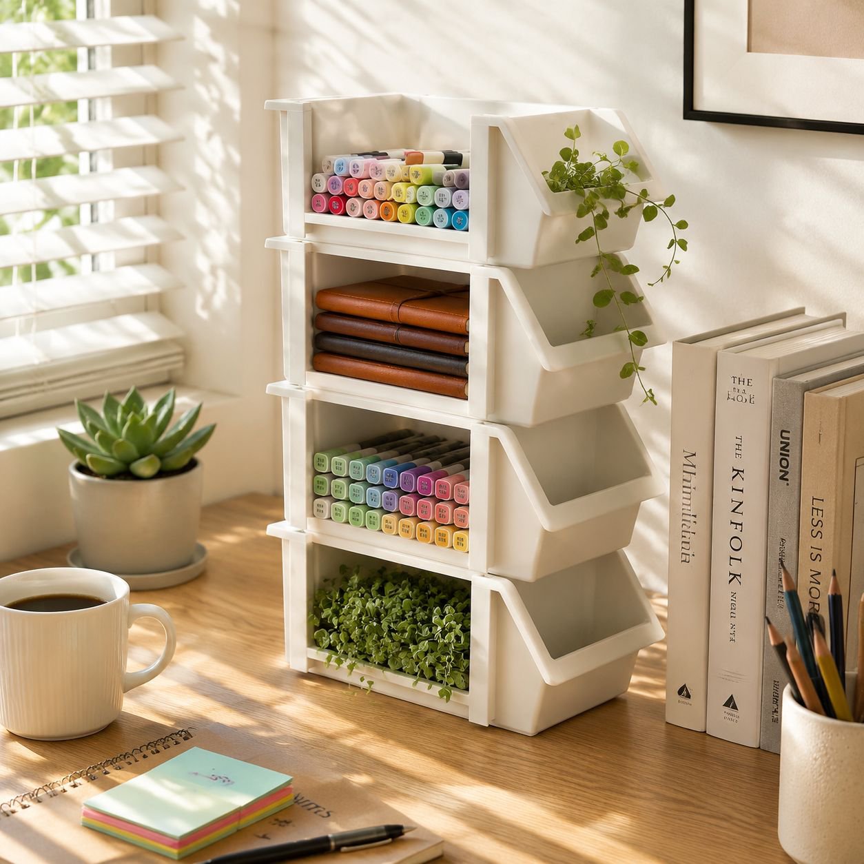 Multi-functional Stackable Storage Basket Desktop Organizer