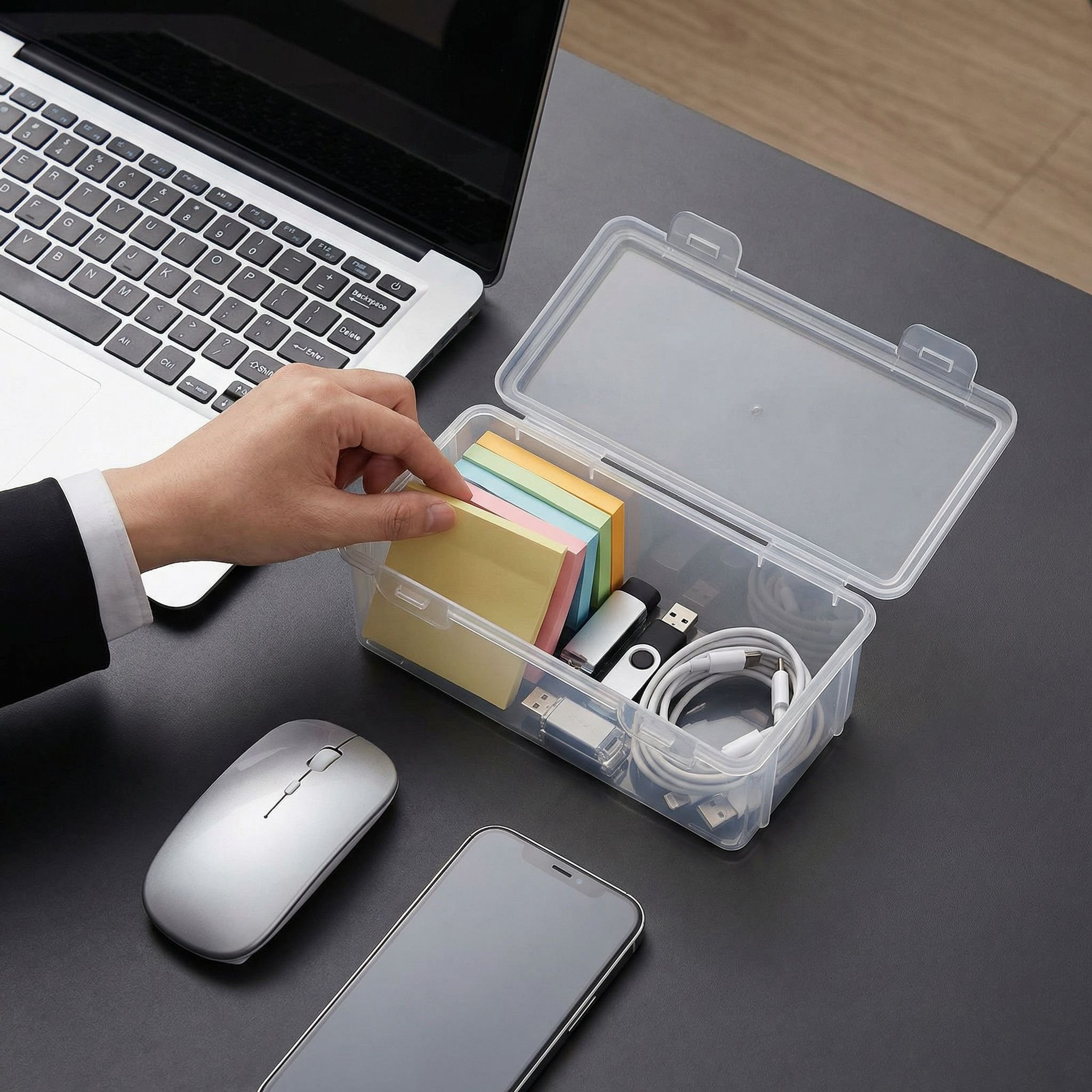 Minimalist transparent organizer for workspace