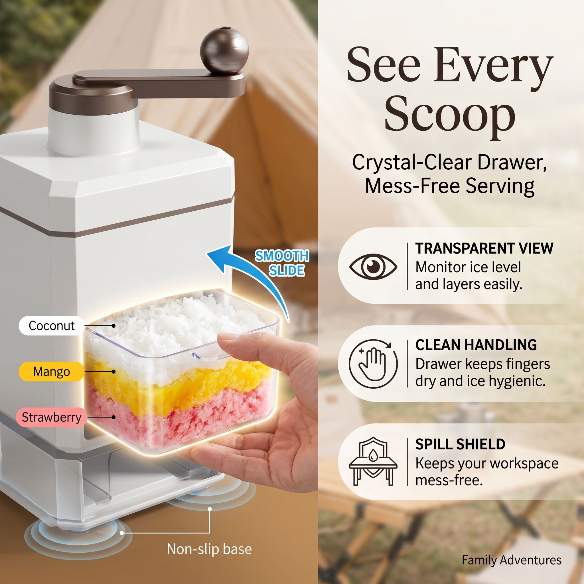 Mini Home Ice Shaver Manual Smoothie Maker Ice Crusher
