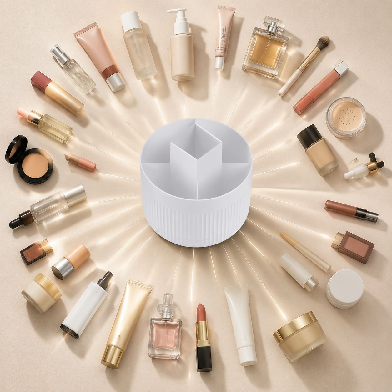 Makeup brush and pencil holder for beauty essentials