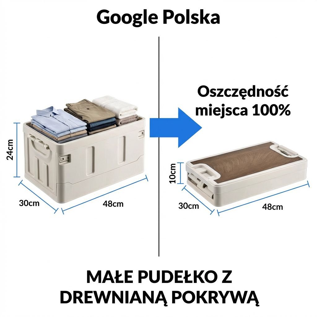 Pudełko do przechowywania składane z drewnianą pokrywą