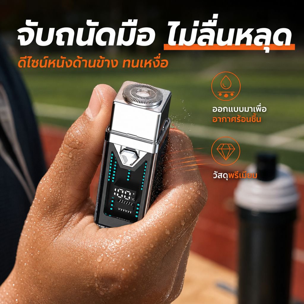 มีดโกนหนวดไฟฟ้าแบบโปร่งใสสำหรับผู้ชาย ใช้ได้ทั้งเปียกและแห้ง สามหัวโกน พกพาง่าย