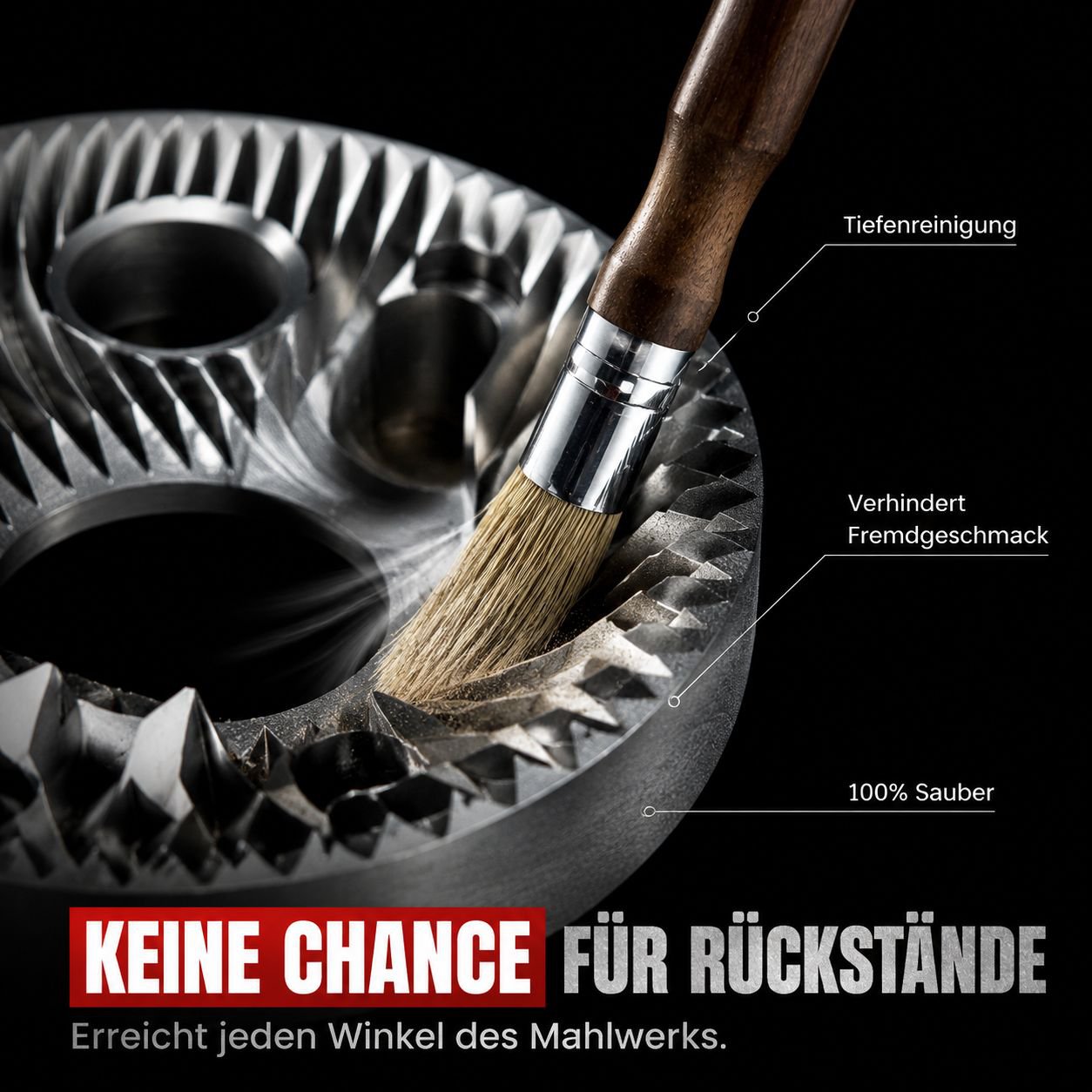 Schlanke Massivholz-Kaffeebürste, geeignet für Kaffeemaschinen und Mühlen