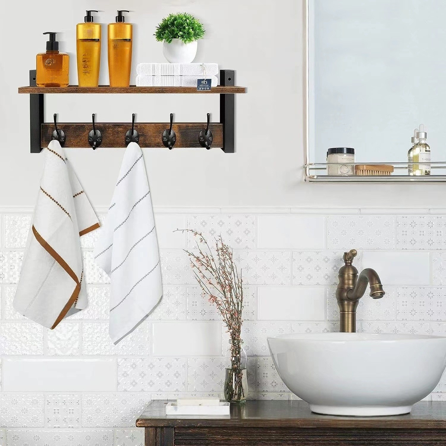 Rack de almacenamiento de madera para entrada de casa