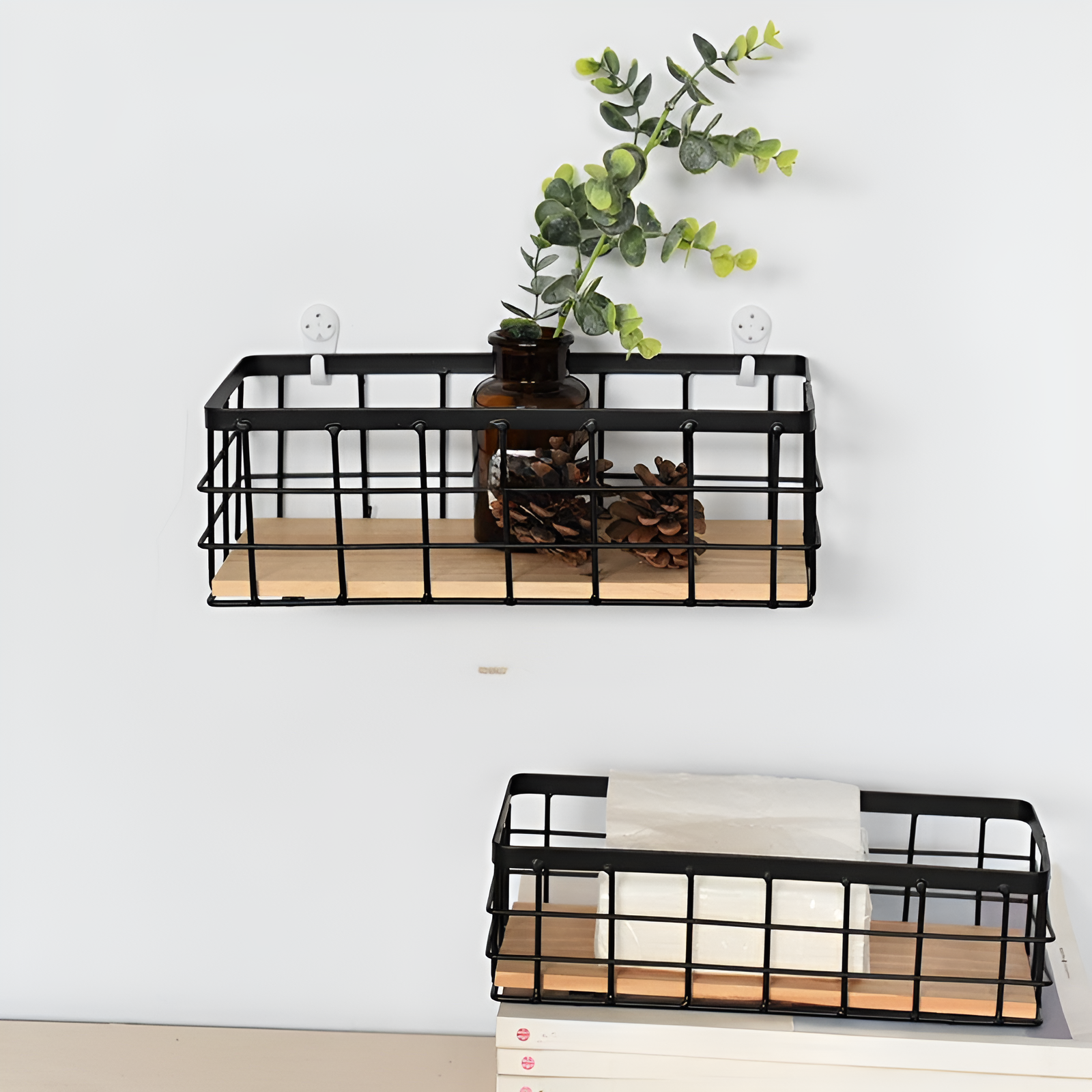 Panier de rangement mural en fer forgé pour fleurs