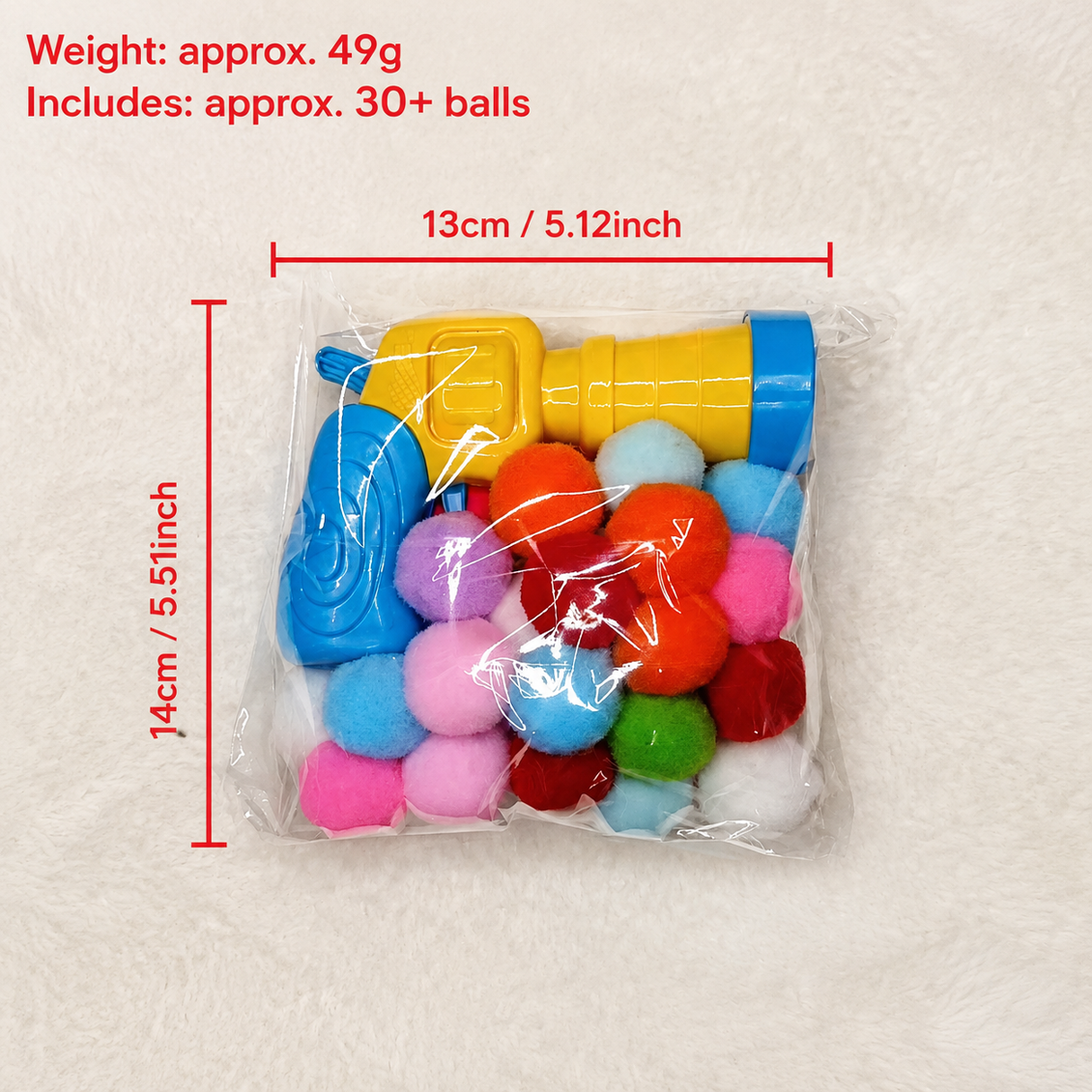 Cat self-entertainment interactive toy launcher, silent polyester high-elasticity pom-pom cat teaser