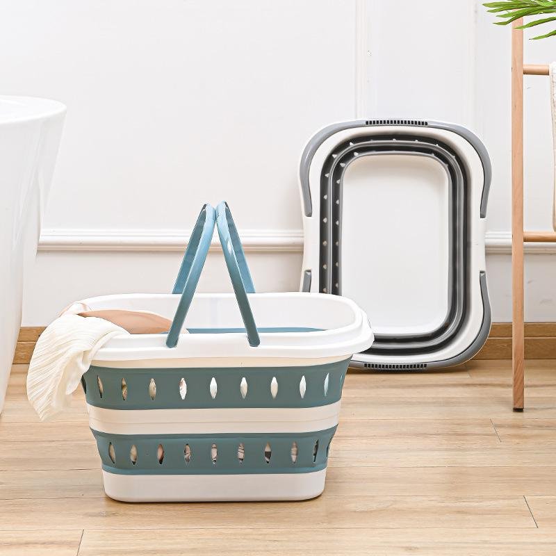 Large capacity folding laundry basket