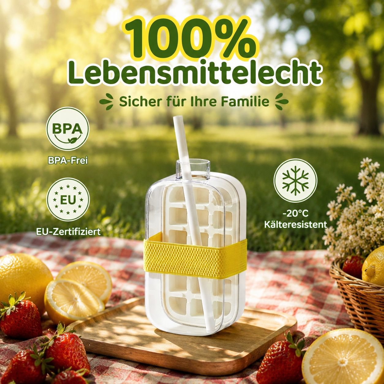 Eiswürfelform mit Pressbefüllung und Wasserkaraffe, Haushalts-Eiswürfelbereiter
