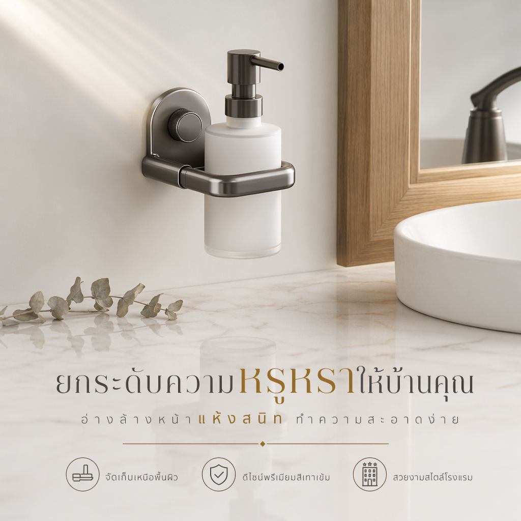ที่แขวนฝักบัวแบบไม่ต้องเจาะติดผนัง ที่วางขวดแชมพูสุญญากาศ อเนกประสงค์