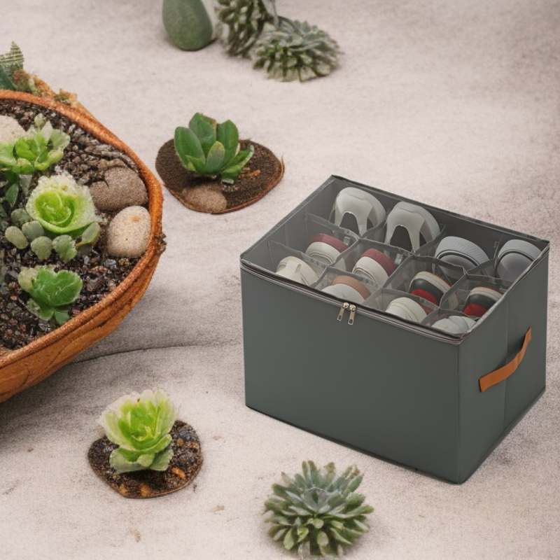 뚜껑 달린 비주얼 신발 케이스 다용도 체크 의류 수납 케이스 접이식 뚜껑 달린 비주얼 신발 케이스 신발 수납 케이스