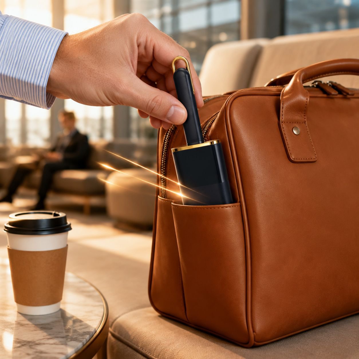 Easy to carry lint roller in handbag