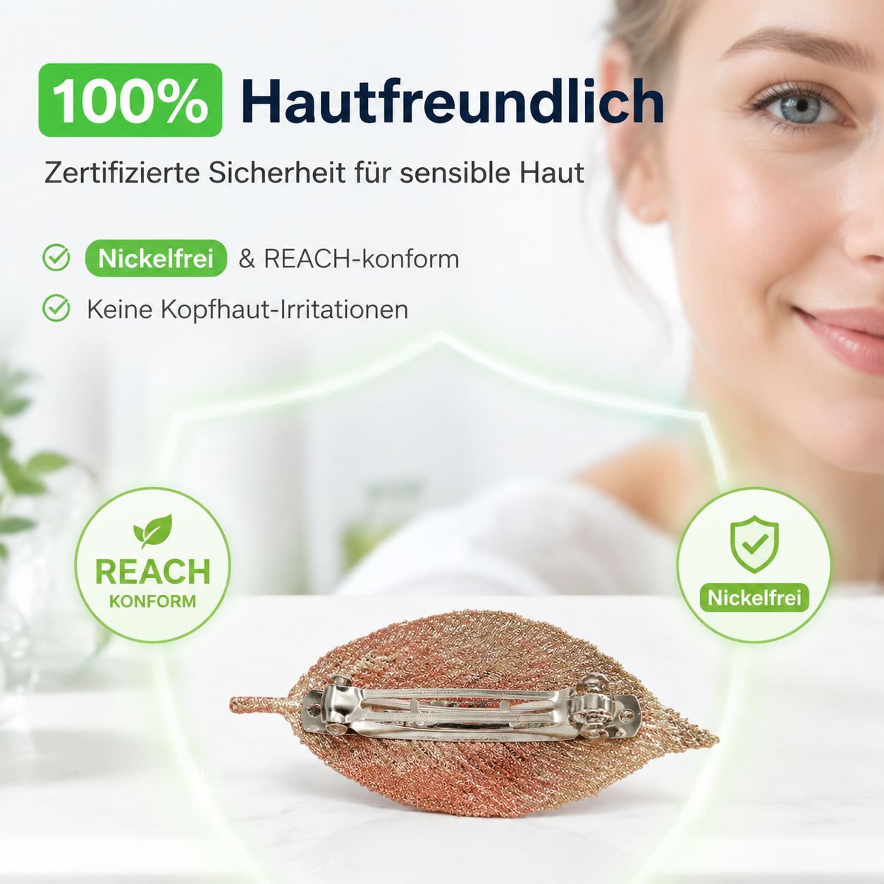 Modische BB-Haarspange mit gesticktem Blatt – Mädchen Seitenklammer Haarschmuck