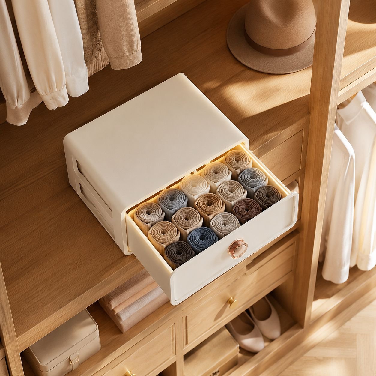 Socks organizer box keeping socks separated and fresh