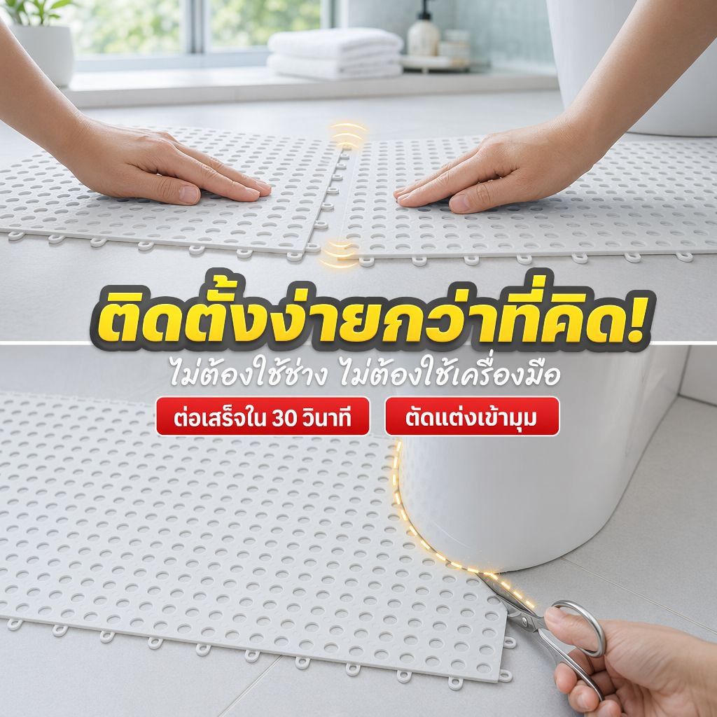 แผ่นรองกันลื่นสำหรับห้องน้ำ แบบประกอบติดตั้งง่าย ใช้ในบ้าน