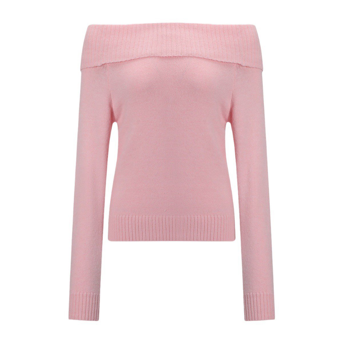Eleganter, figurbetonter Strickpullover für Damen – Rosa Off-Shoulder Design, Herbst/Winter
