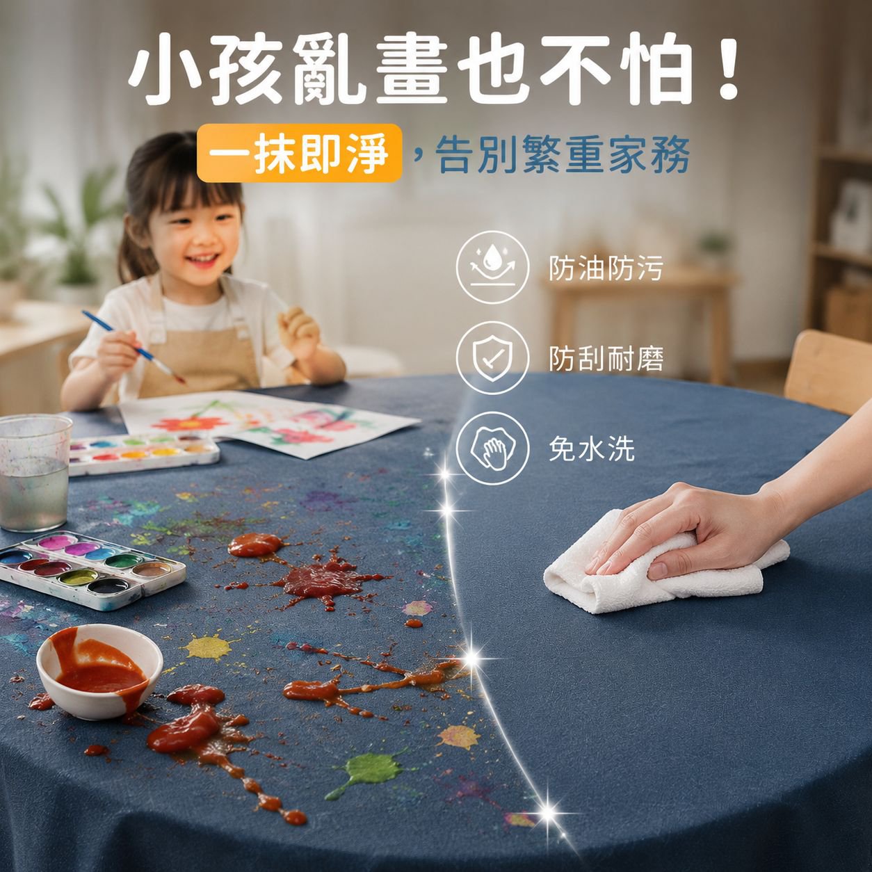 圓形亞麻桌布 餐桌布 桌面覆蓋布 輔助桌布 雙人四人適用