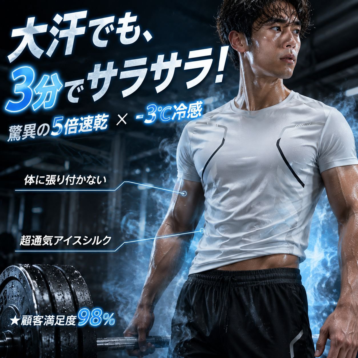 メンズ速乾スポーツウェアセット ランニングジムTシャツ＋ショーツ2点セット